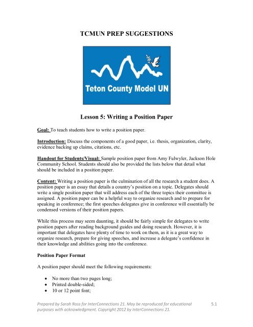 How to Write a Position Paper